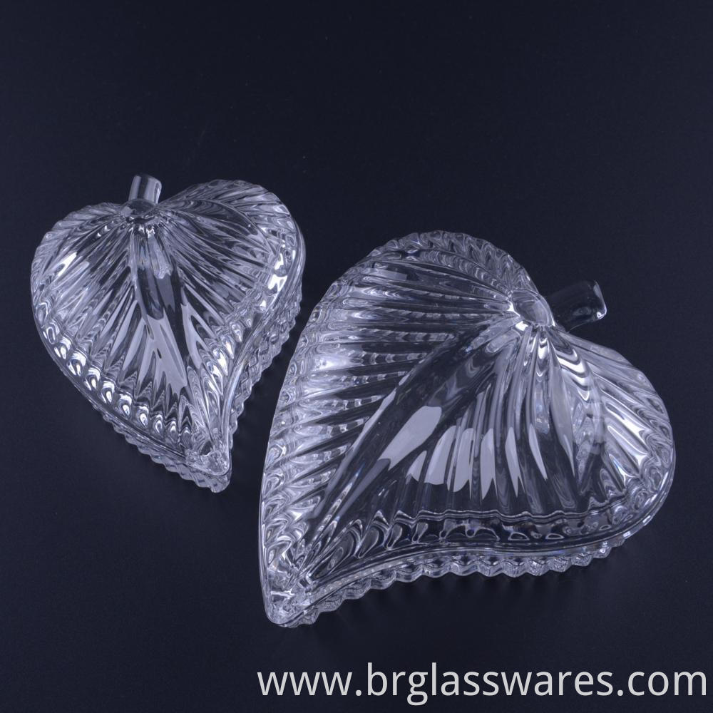 Hand Pressed Leaf Shaped Glass Jewelry Box Jar